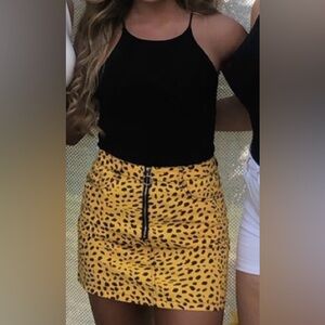 Yellow Leopard Print Skirt